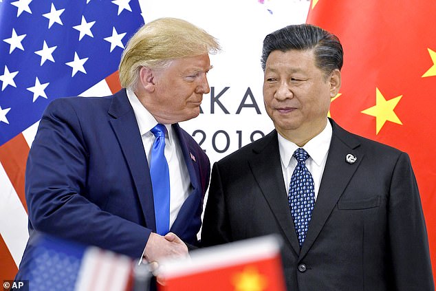 Tariff row: Washington and Beijing are again at daggers, despite Donald Trump¿s claims of a good relationship with supreme Chinese leader Xi Jinping (pictured together)