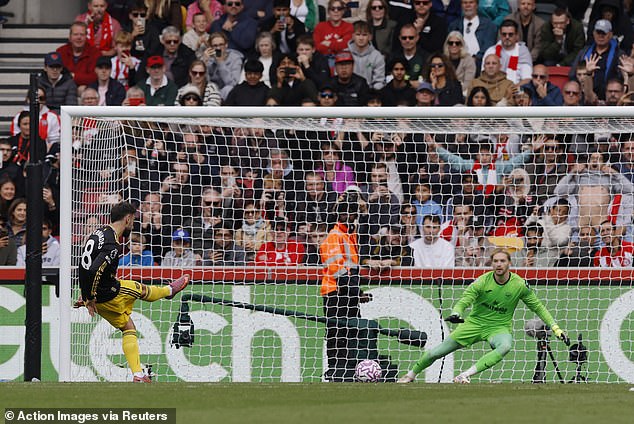Bruno Fernandes failed from the spot against Brentford - his second miss of the season