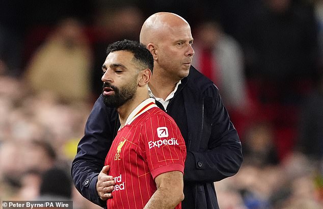 Arne Slot says he is happy to see Mo Salah looking agitated when not picked for the starting XI