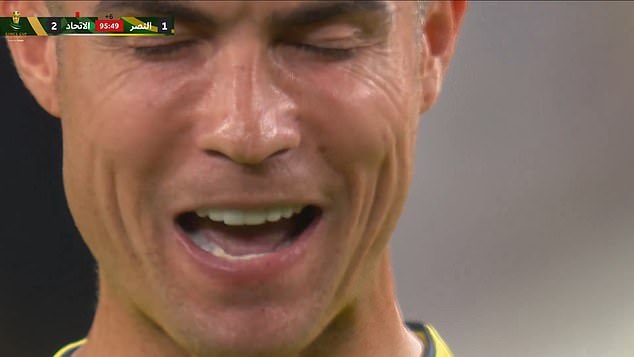 Cristiano Ronaldo was spotted giving himself a pep-talk before a late free-kick in Al-Nassr