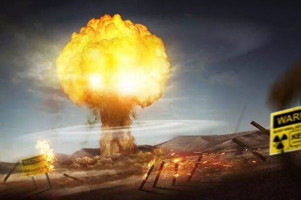 Atom Nuclear Bomb Explosion Causing Destruction
