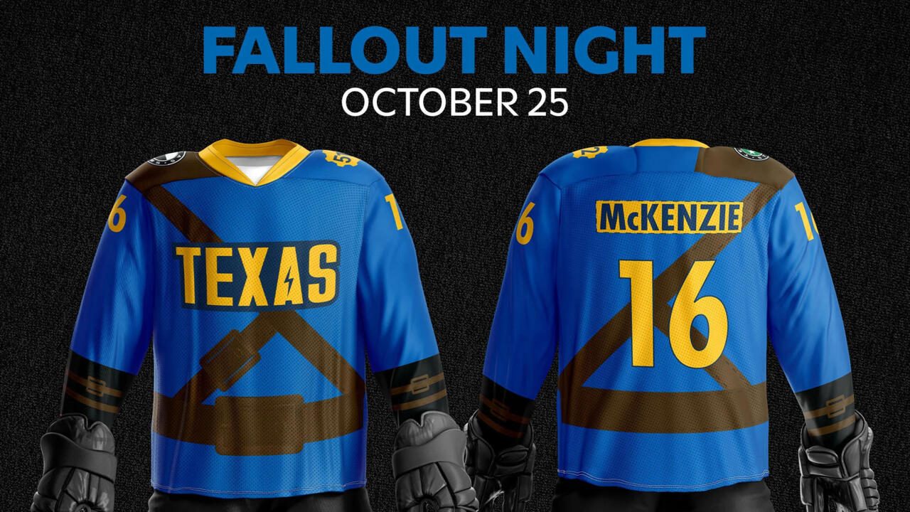 The special warmup jerseys from the Texas Stars