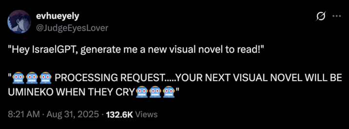 X user @JudgeEyesLover posted a tweet that read,