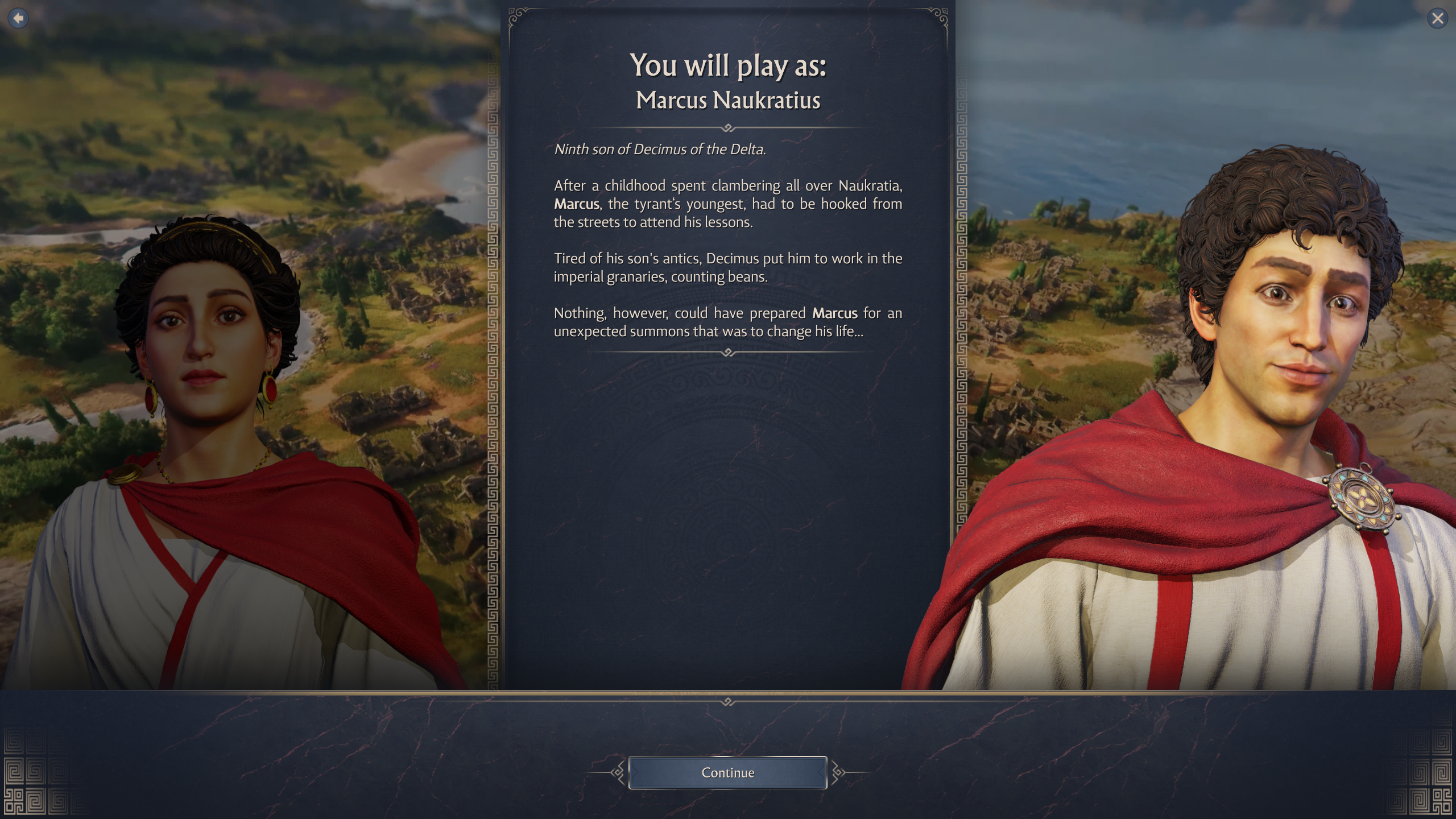 Anno 117 Pax Romana character select screen
