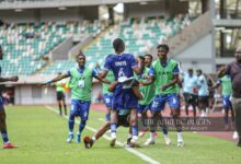 Stephen Manyo celebrates his goal for Rivers United. Photo Credit: AthleticNG