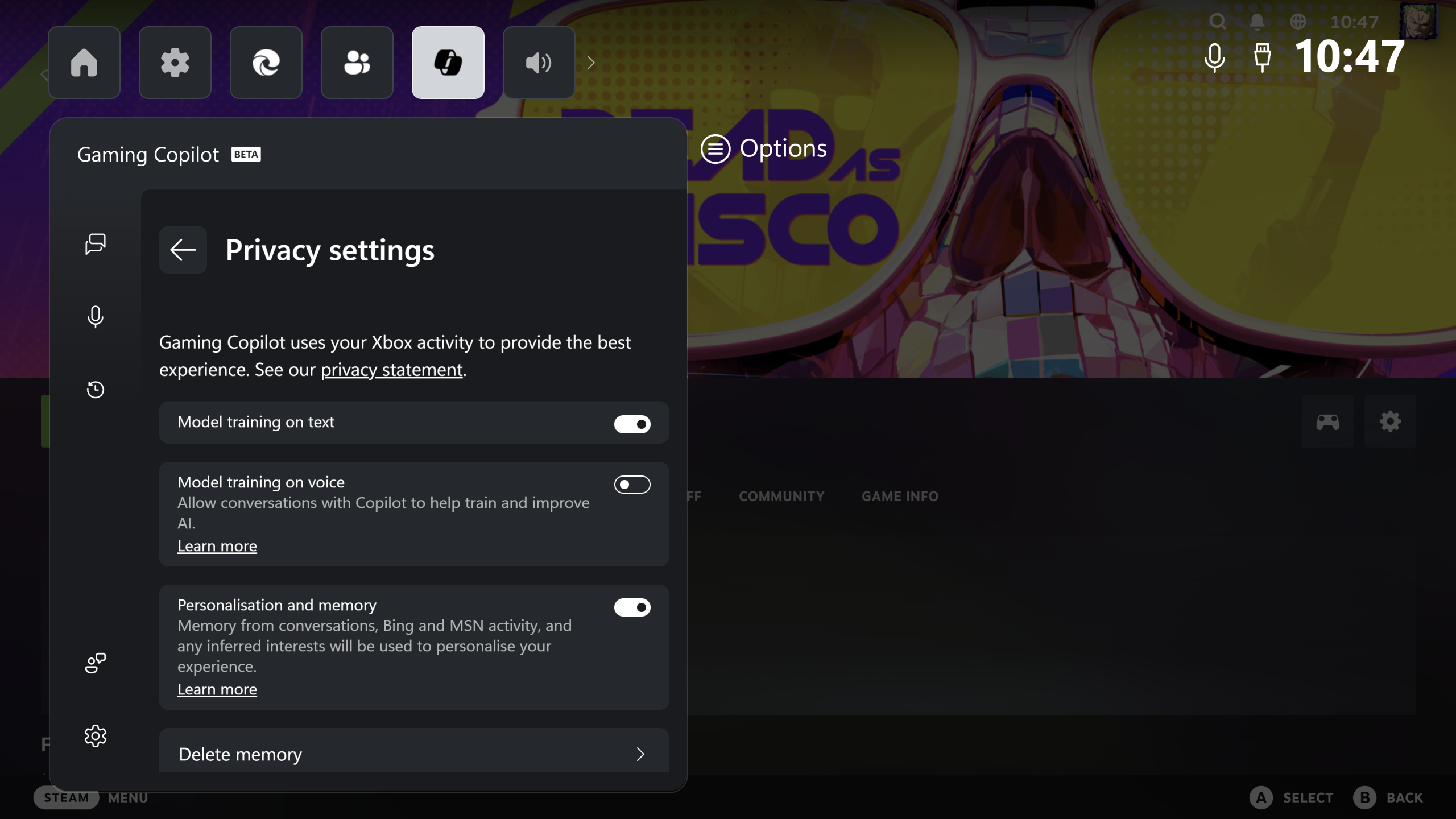 Screenshot of Xbox Game Bar's Gaming Copilot