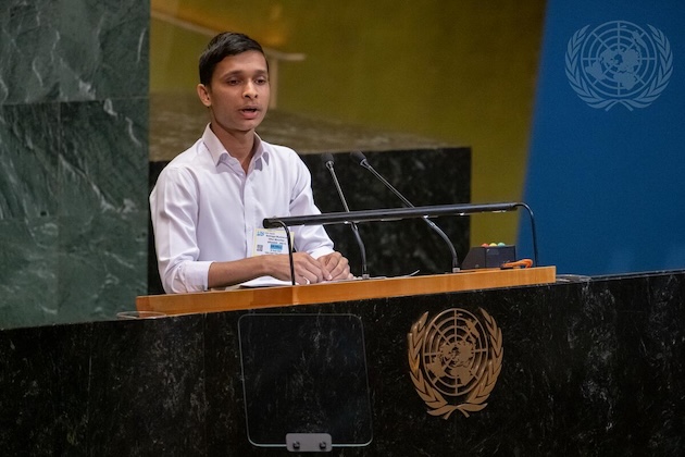 Maung Sawyeddollah, Founder of the Rohingya Students Network, addresses the high-level conference of the General Assembly on the situation of Rohingya Muslims and other minorities in Myanmar Credit: UN Photo/Manuel Elías