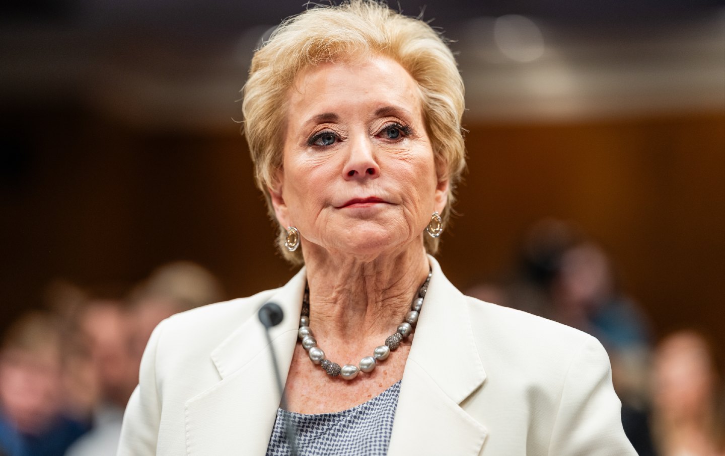 Linda McMahon, US education secretary, during a Senate Appropriations Subcommittee on Departments of Labor, Health and Human Services, and Education, and Related Agencies hearing in Washington, DC