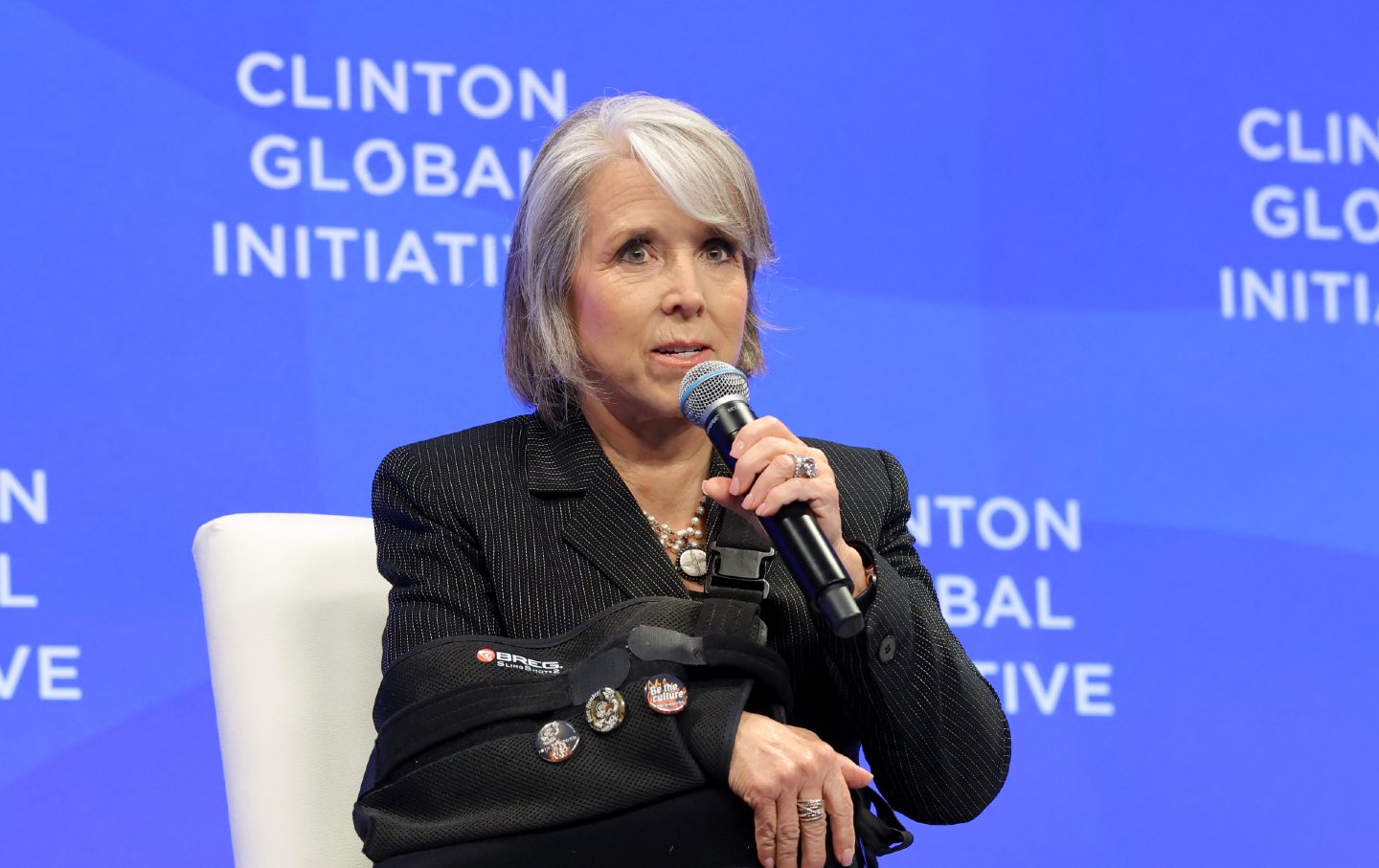 Michelle Lujan Grisham speaks onstage during the Clinton Global Initiative 2025