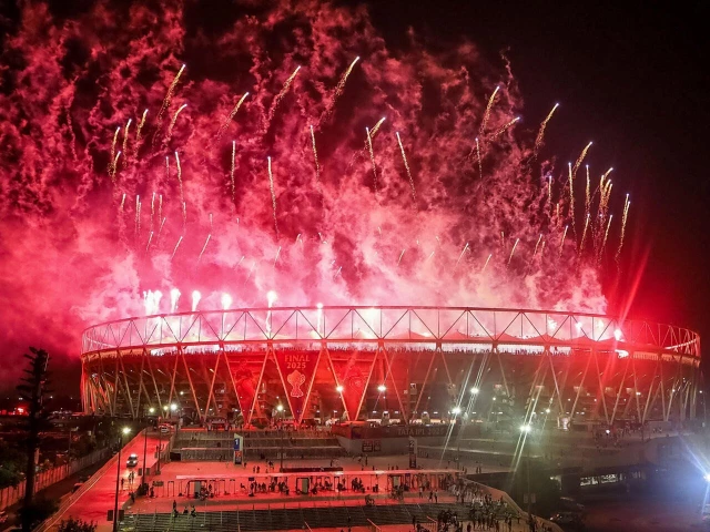 fireworks light up the sky over the narendra modi stadium in ahmedabad photo afp