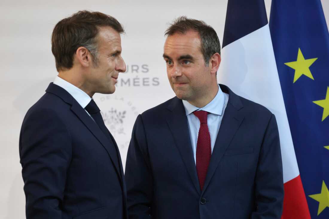 FILE - Then French Defense minister Sebastien Lecornu, right, and France