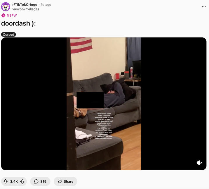 A screenshot of the DoorDash SA Girl