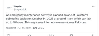 Confirmed Pakistan To Face Internet Slowdown On October 14 Due To Cable Maintenance