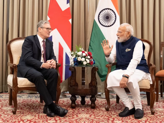 british prime minister sir keir starmer and indian prime minister narendra modi hold a bilateral meeting at raj bhavan in mumbai india october 9 2025 stefan rousseau pool via reuters