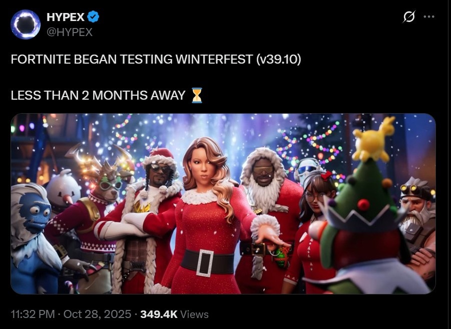 Fortnite Winterfest Testing Kicks Off With High Hopes For Holiday Extravaganza