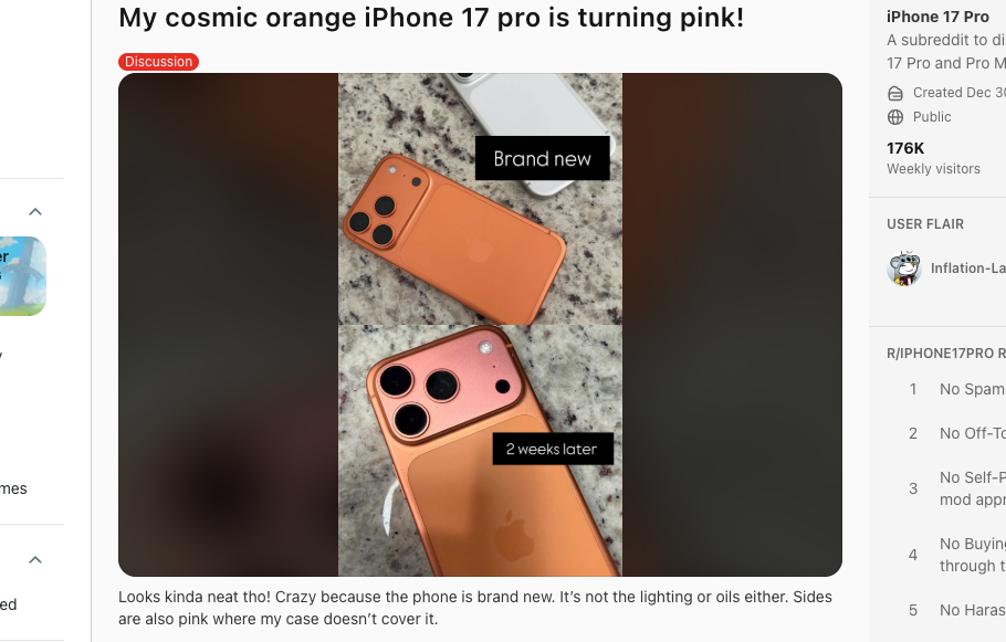iPhone 17 Pro Max Pink Colorgate Reddit