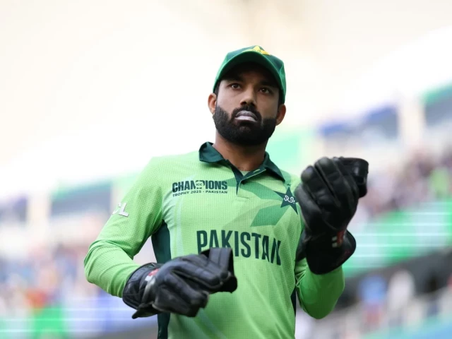 mohammad rizwan looks on photo icc