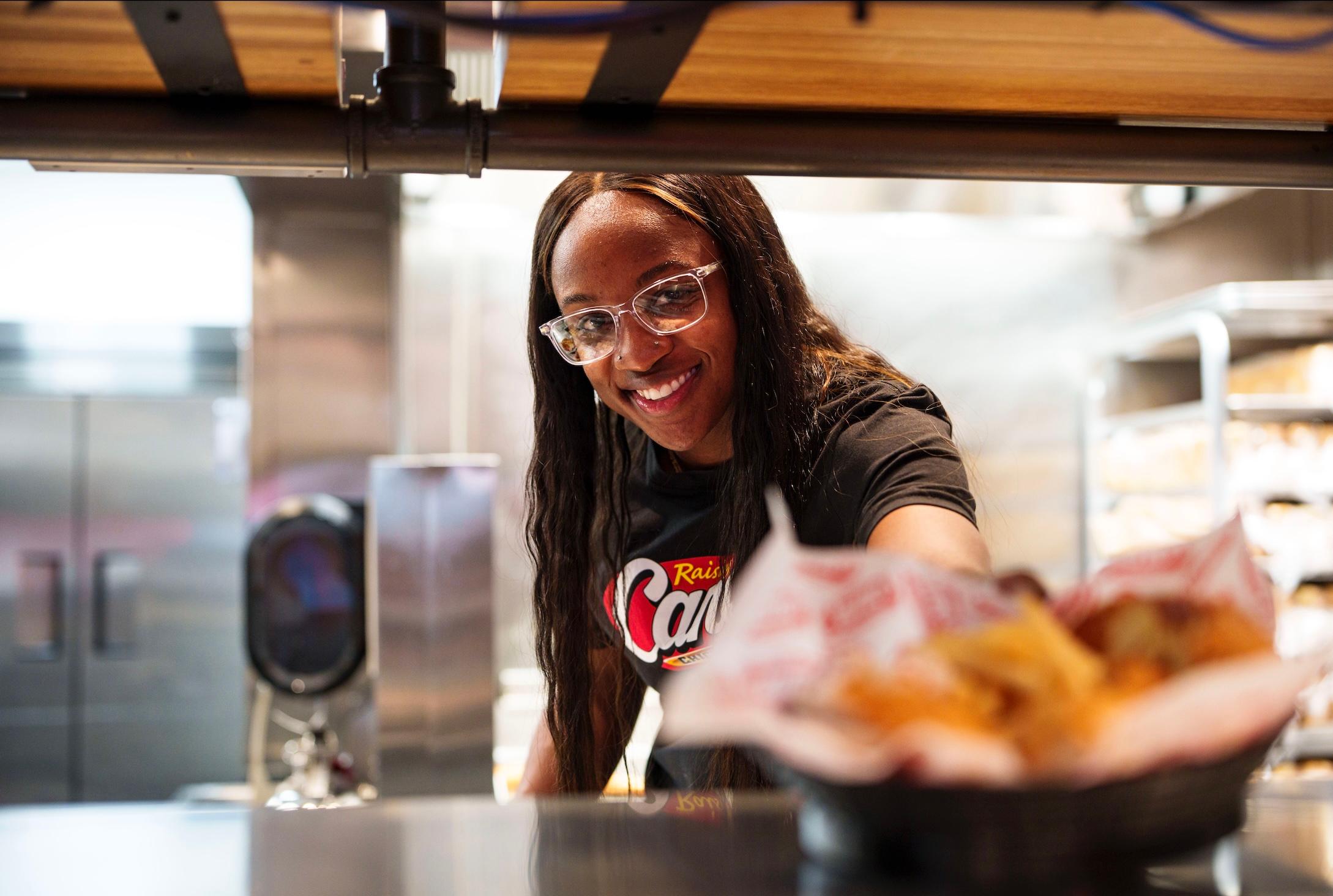 Jackie Young working a "shift" at Raising Cane