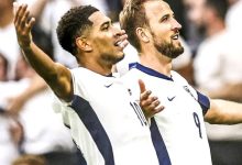 Jude Bellingham and Harry Kane celebrate during England Vs Slovakia