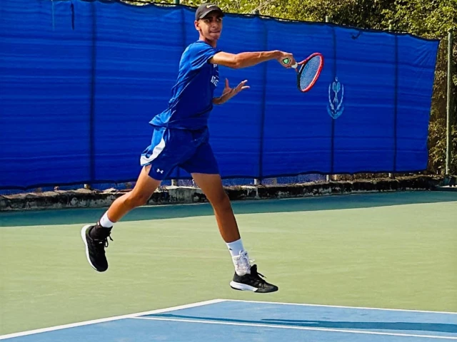 a player in action during the international tennis federation sanctioned pakistan international j 30 junior tennis championships 2025 leg one in islamabad photo courtesy ptf