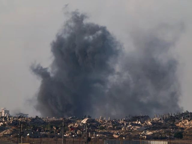 smoke rises from gaza following an explosion as seen from israel october 19 2025 photo reuters