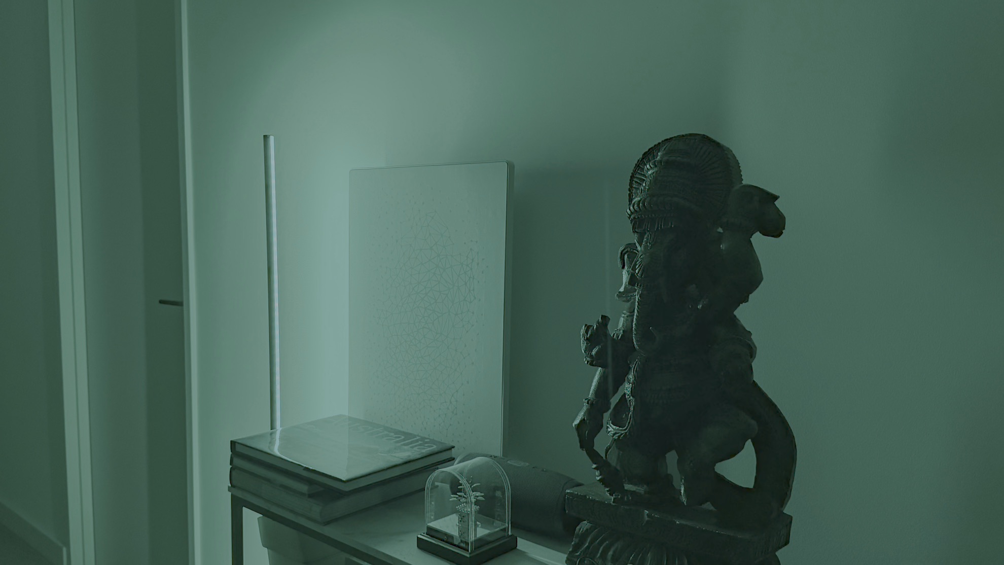 Nanoleaf Smart Multicolor Floor Lamp displaying a green light hue