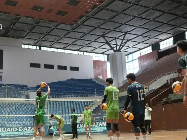 there are 18 players training for the asian youth games at the ongoing national junior volleyball camp held at pakistan sports complex islamabad photo psb