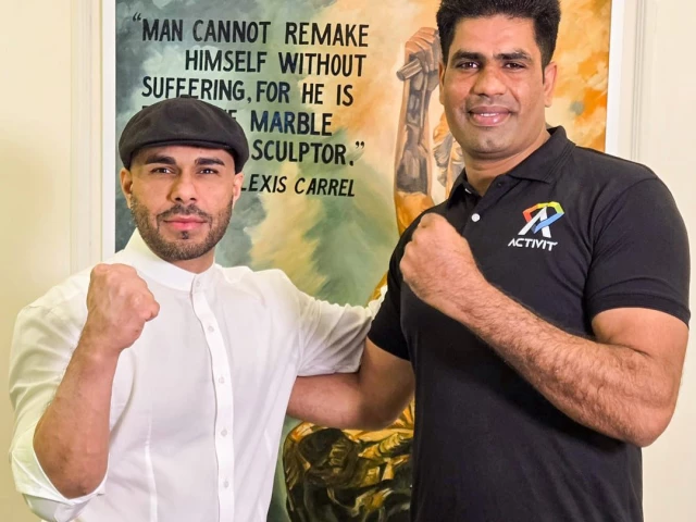 rizwan ahmed aftab left ceo of activit and director at national hospital dha lahore with olympic gold medalist arshad nadeem photo activit