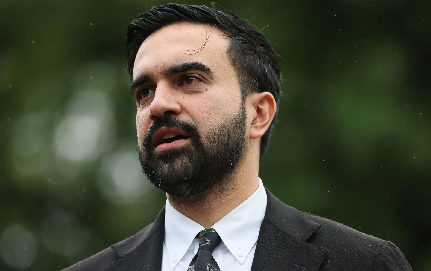 New York mayoral candidate Zohran Mamdani speaks during a press conference announcing his “Game Over Greed” campaign urging FIFA to drop dynamic pricing on September 10, 2025, in the Bronx.